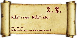 Körner Nándor névjegykártya