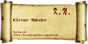 Körner Nándor névjegykártya