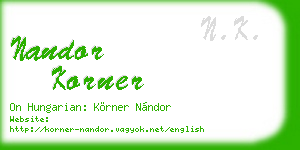 nandor korner business card