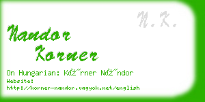 nandor korner business card